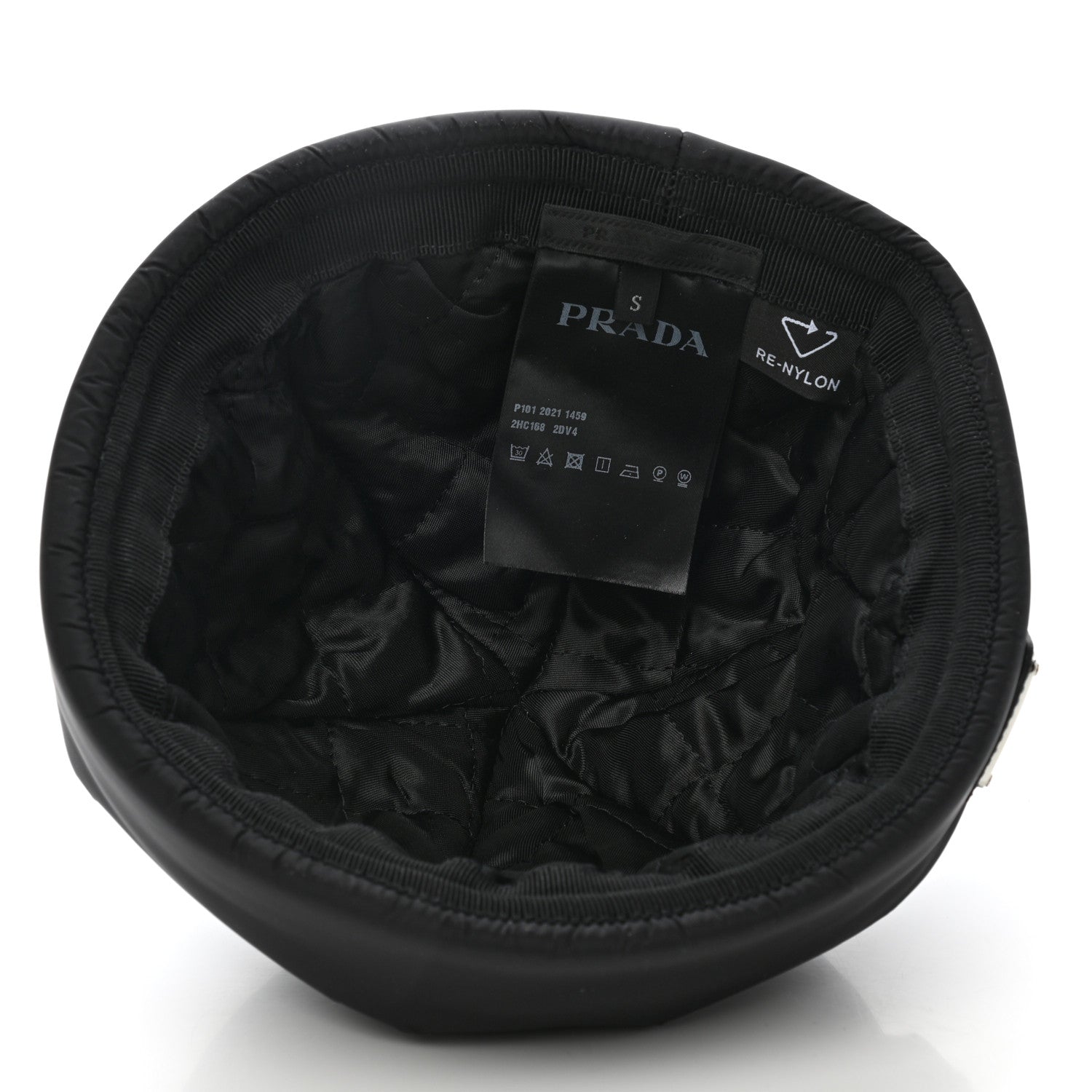 Prada Re-Nylon Padded Metal Triangle Logo Mens Beanie S Black 7 of 8