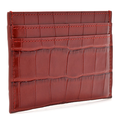 Chanel Calfskin Crocodile Embossed Crococo Card Holder Burgundy 3 of 8