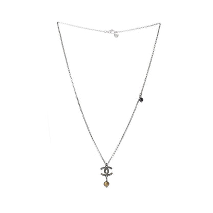Chanel Ruthenium Crystal CC Drop Necklace 2 of 6
