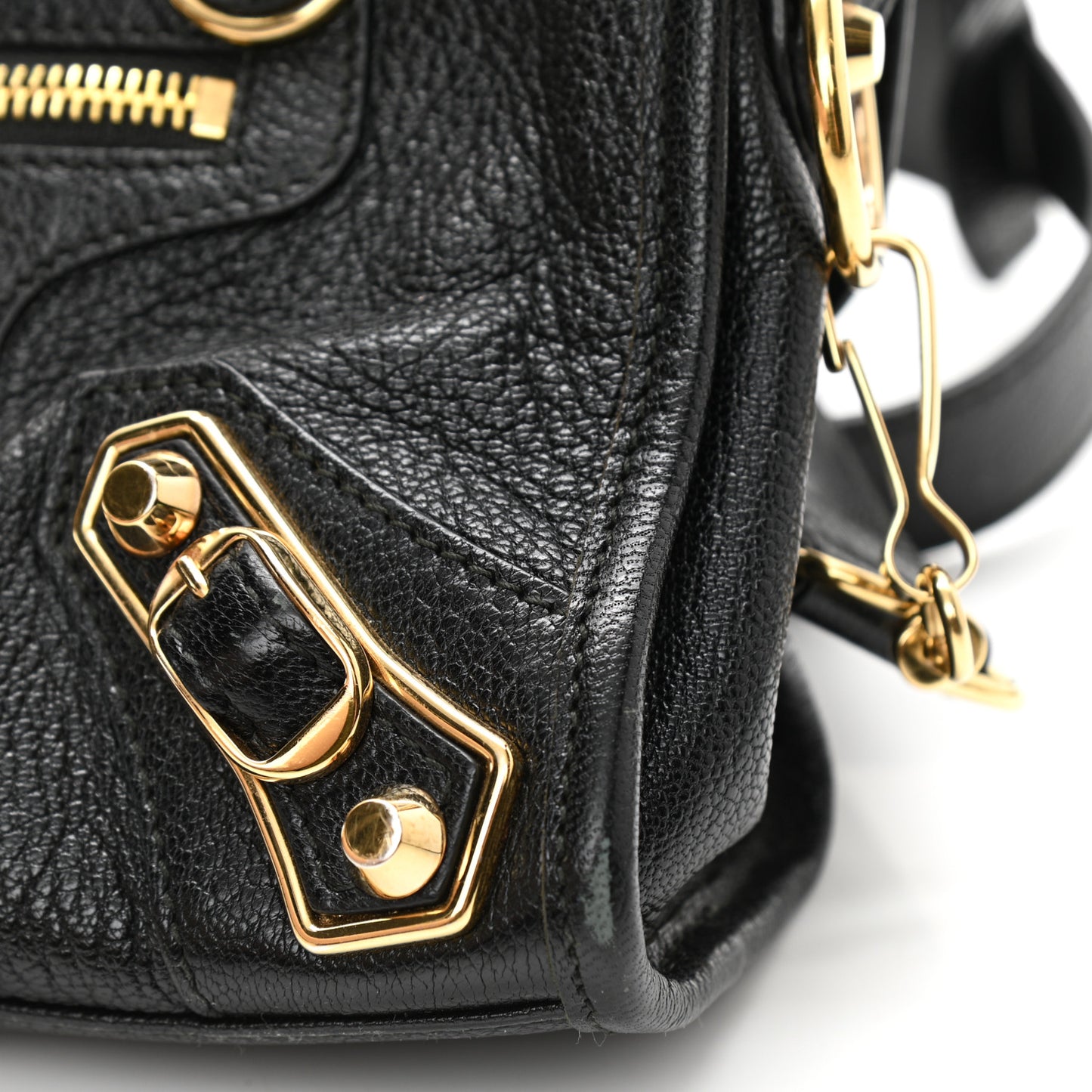 Chevre Gold Metallic Edge Hardware Mini City Black