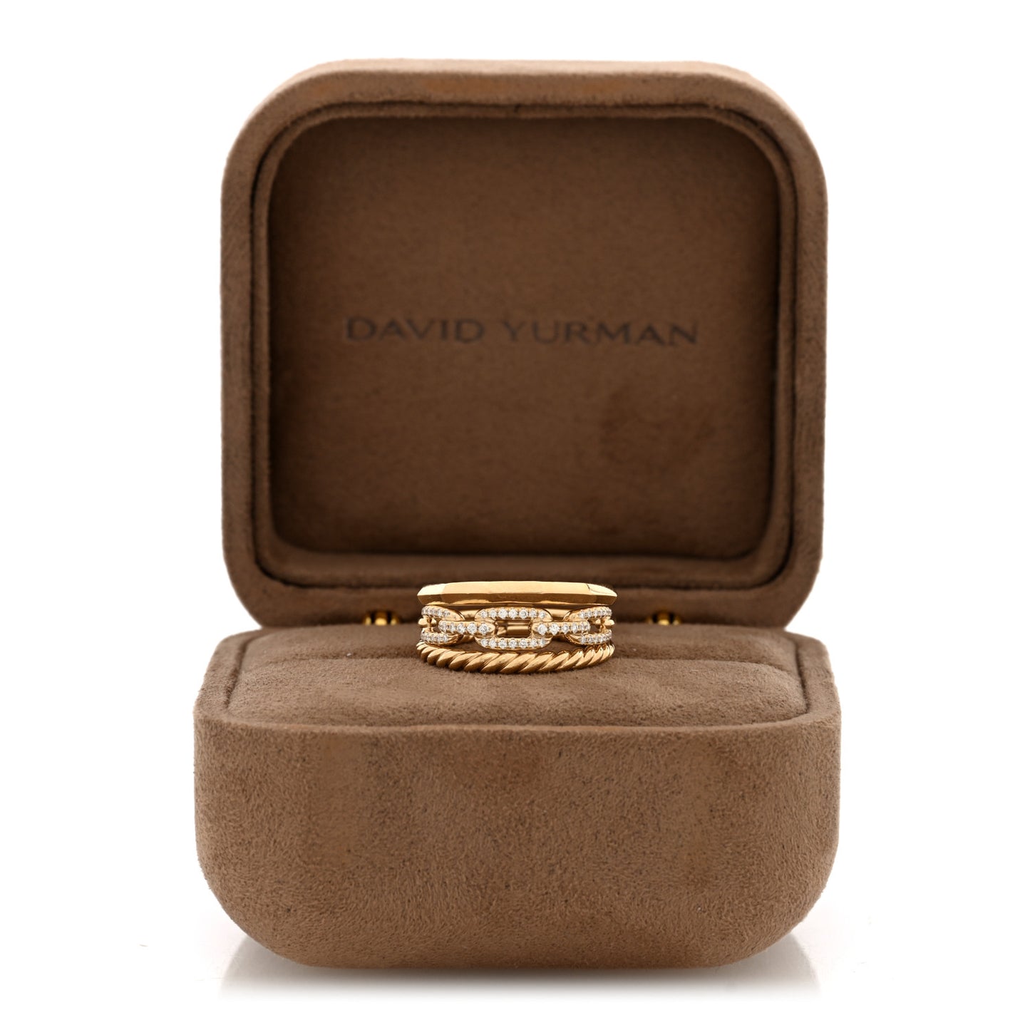 18K Yellow Gold Diamond 9.5mm Stax Three-Row Ring 54 7