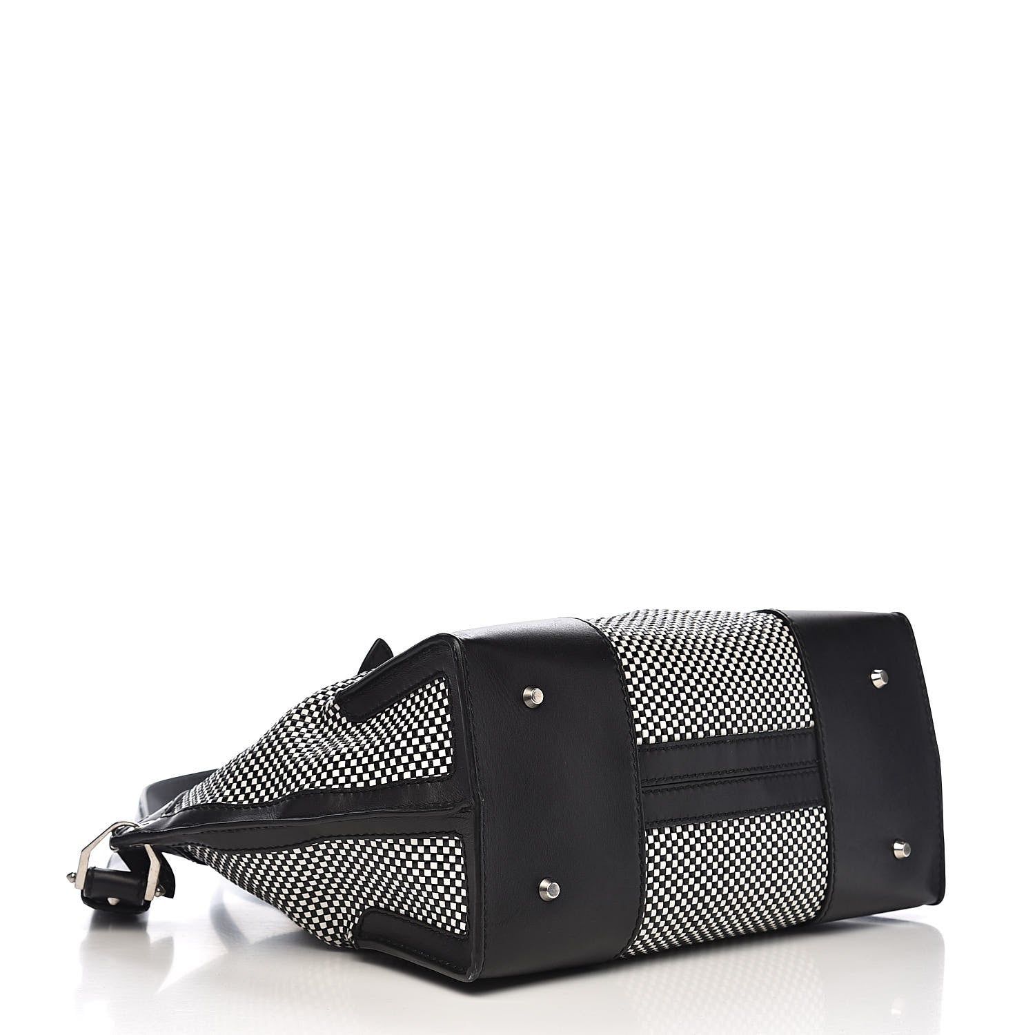 Alexander McQueen Soft Calfskin Woven Medium Legend Tote Black White 4 of 11