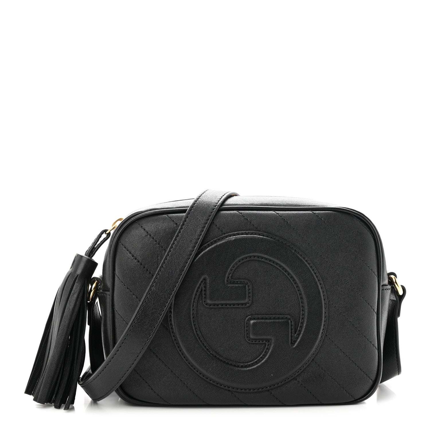 Gucci Sakai Be Green Calfskin Diagonal Stitched Small Blondie Shoulder Bag Black 1 of 10