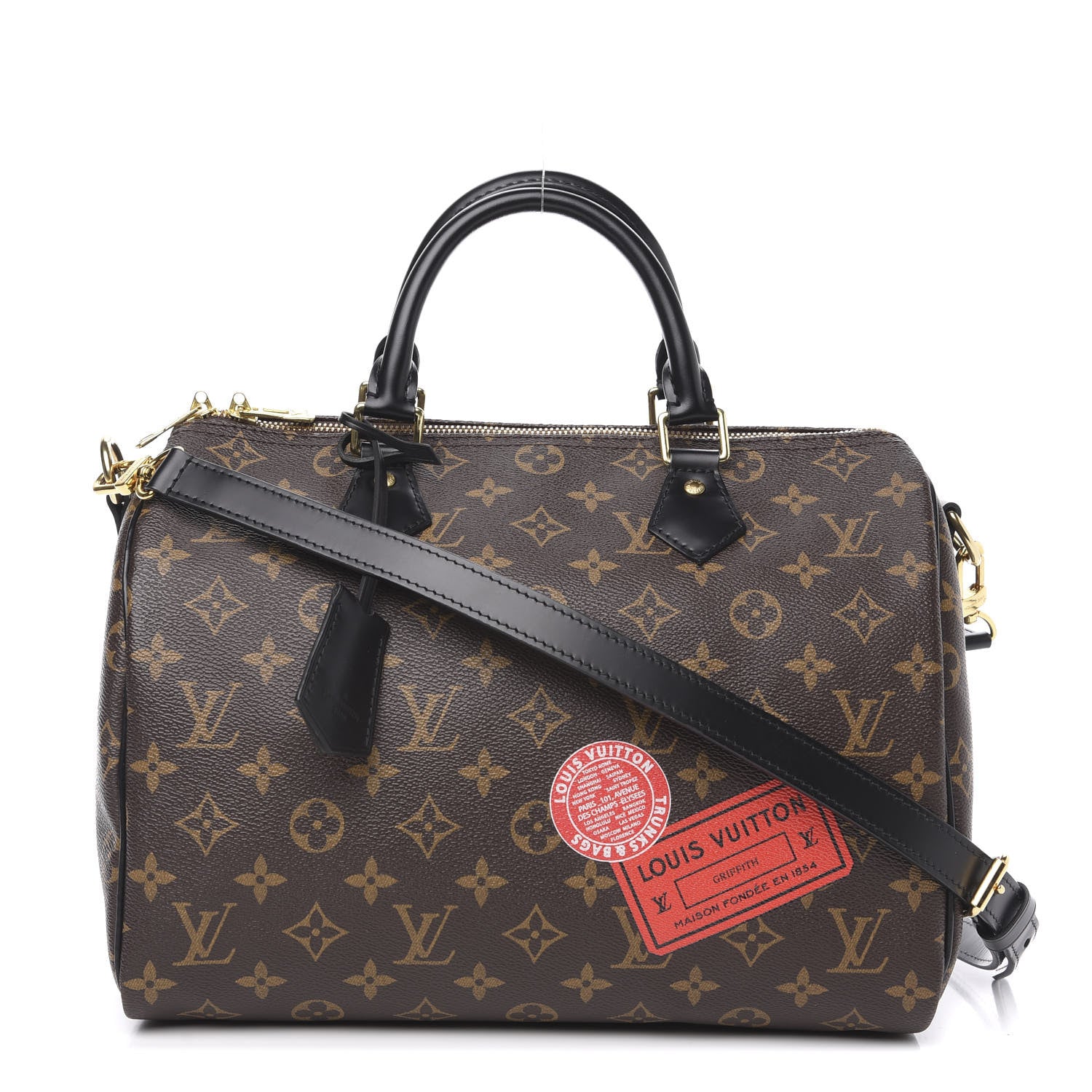 Louis Vuitton Monogram My World Tour Speedy Bandouliere 30 Black 1 of 9