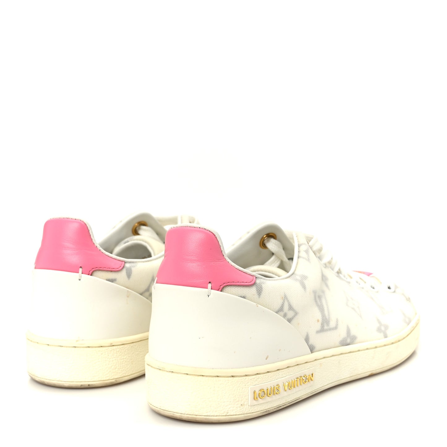 Technical Fabric Calfskin Monogram Frontrow Sneakers 35.5 Pink