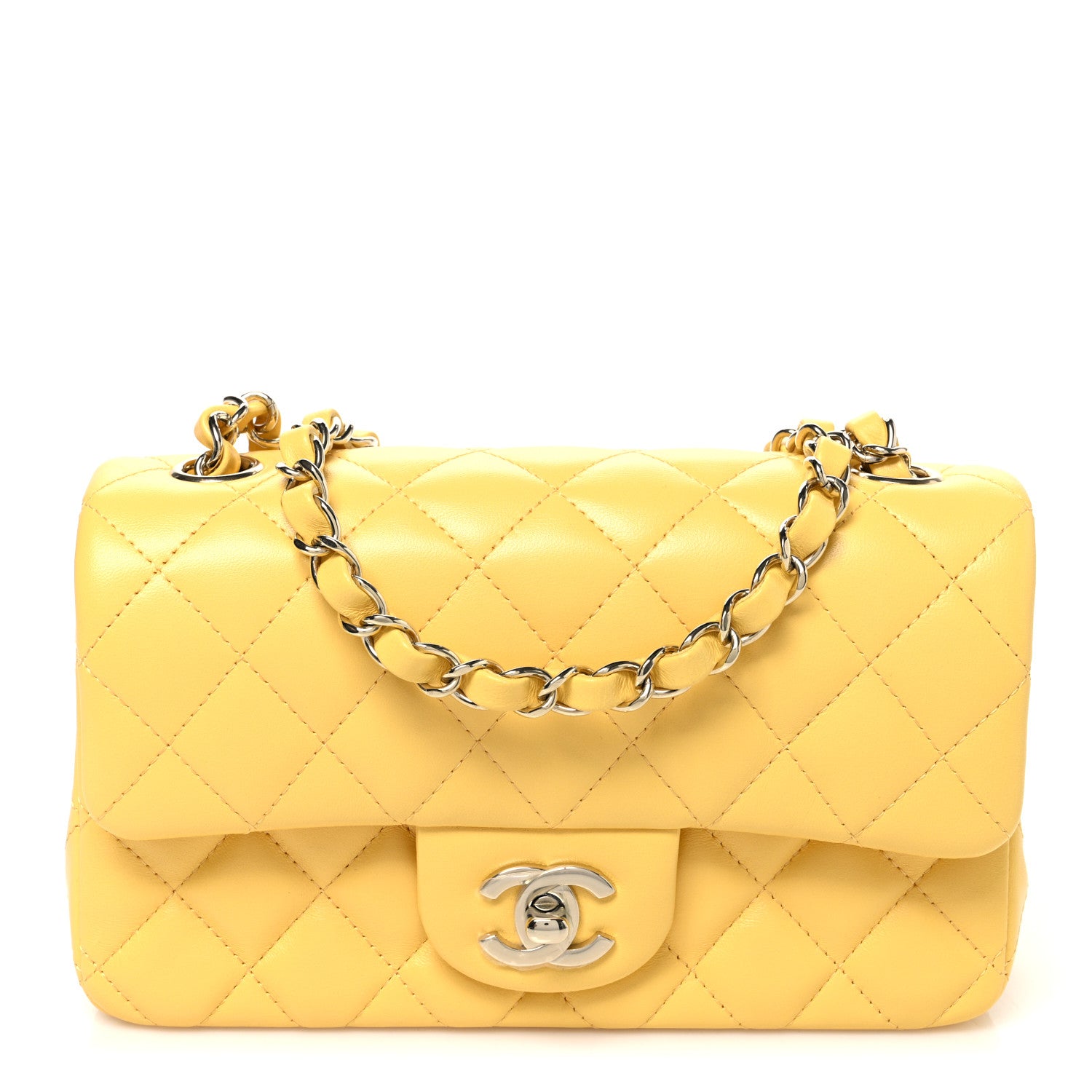 Chanel Lambskin Quilted Mini Rectangular Flap Yellow 1 of 11