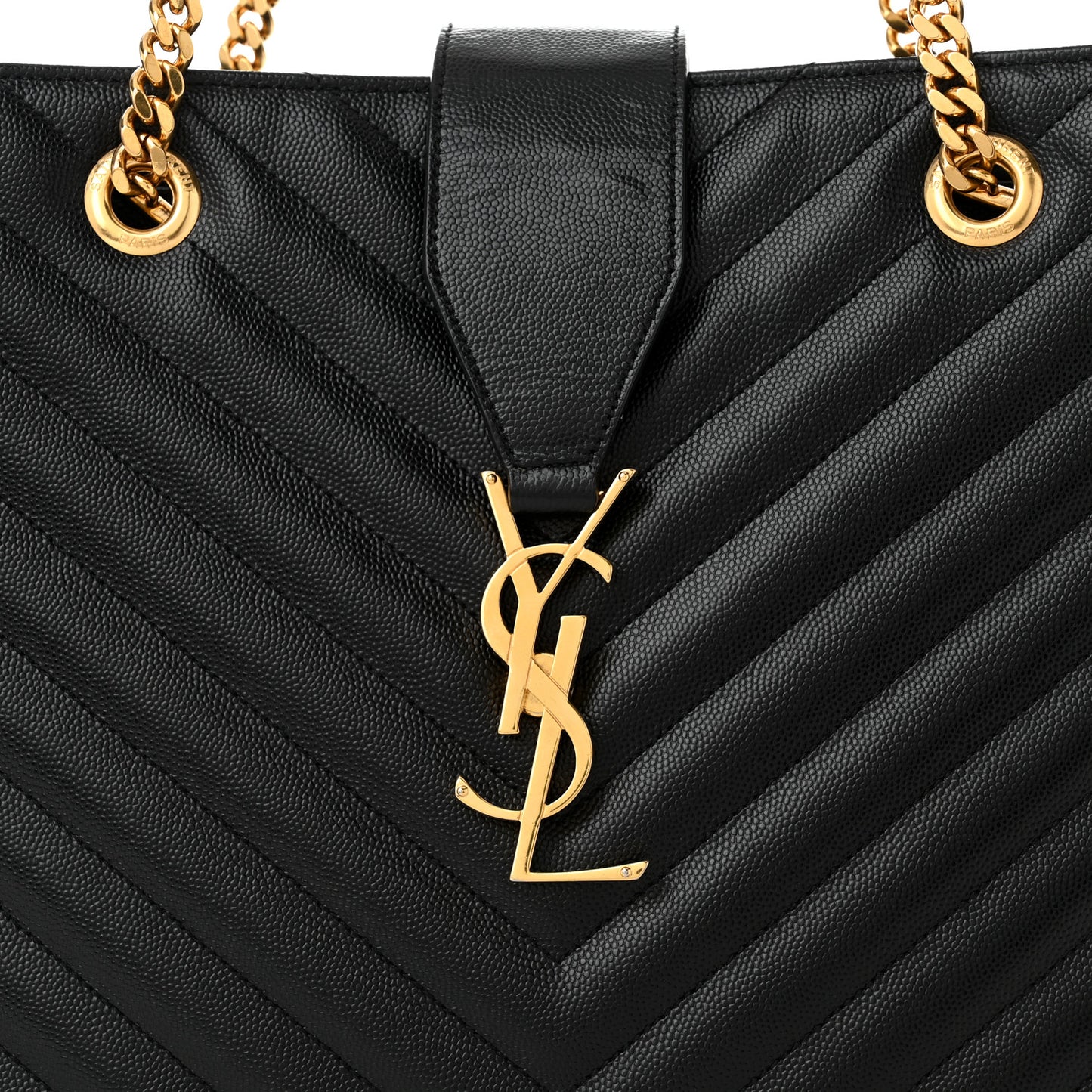 Grain De Poudre Matelasse Chevron Monogram Shopping Bag Black