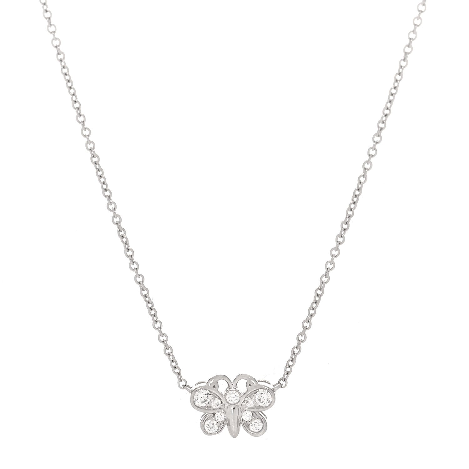 Tiffany Platinum Diamond Small Enchant Butterfly Pendant Necklace 1 of 5