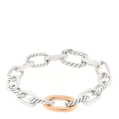David Yurman Sterling Silver 18K Rose Gold 8.5mm Madison Chain Bracelet 1 of 4