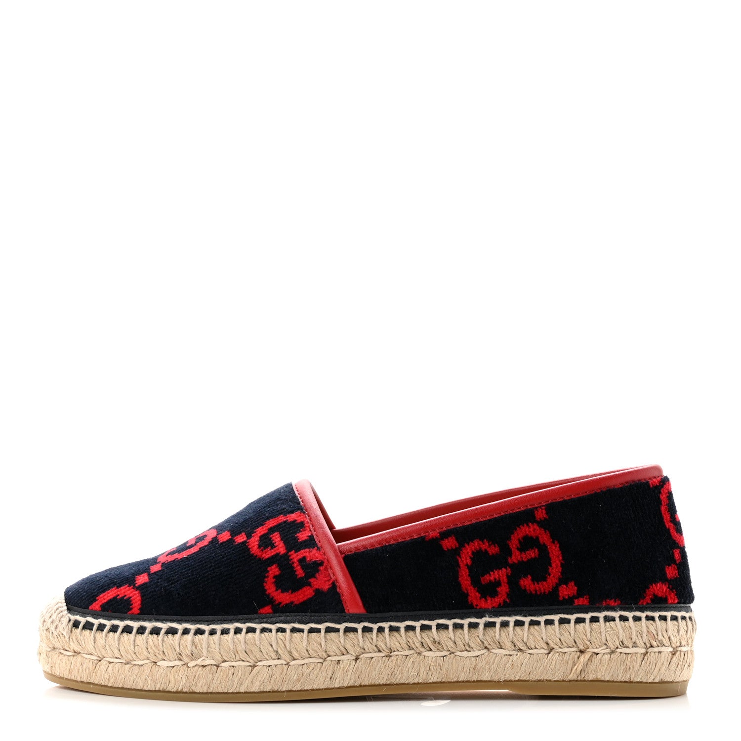 Gucci Terry Cloth GG Monogram Espadrilles 37 Blue Red 1 of 8