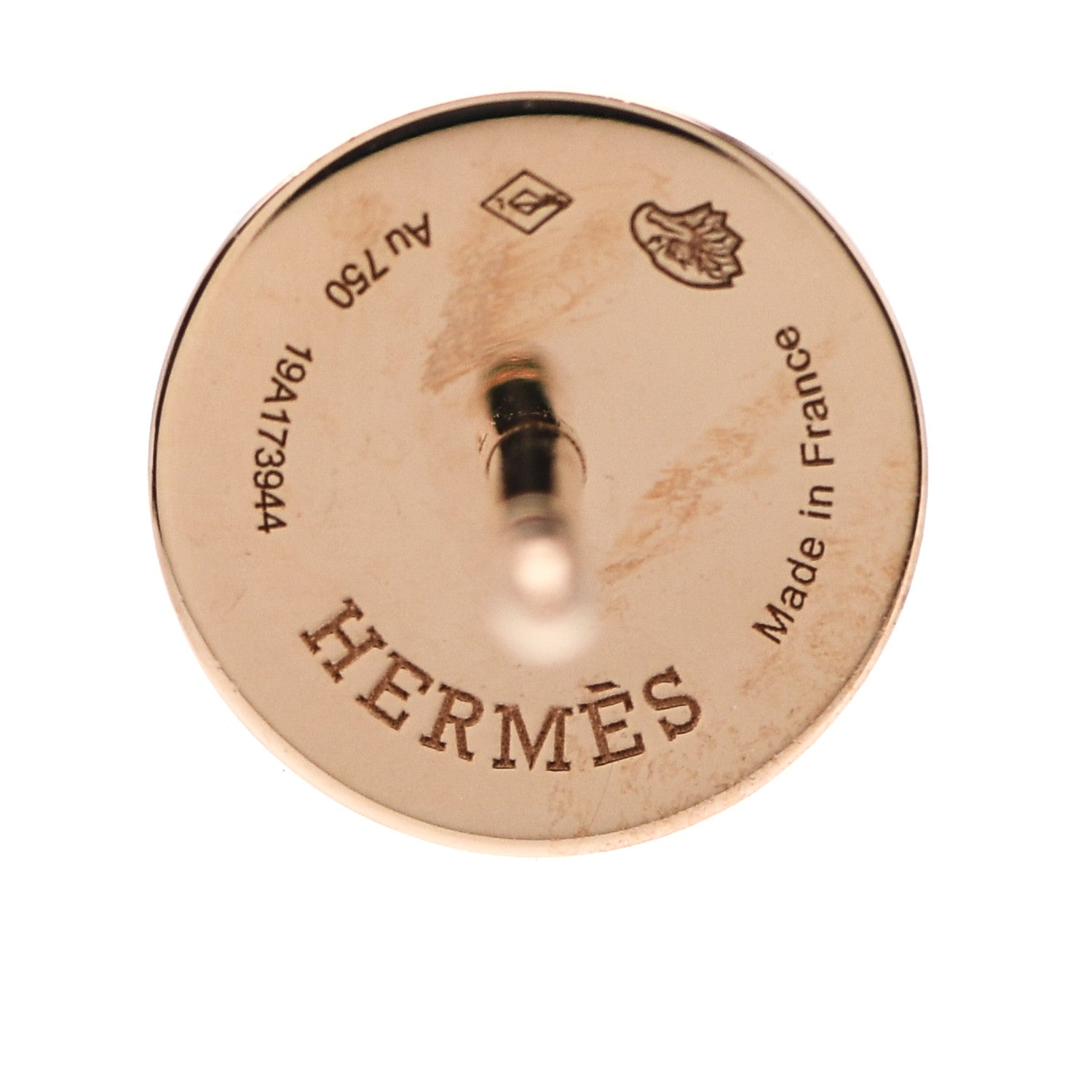 Hermes 18K Rose Gold TPM Ex-Libris Stud Earrings 4 of 5