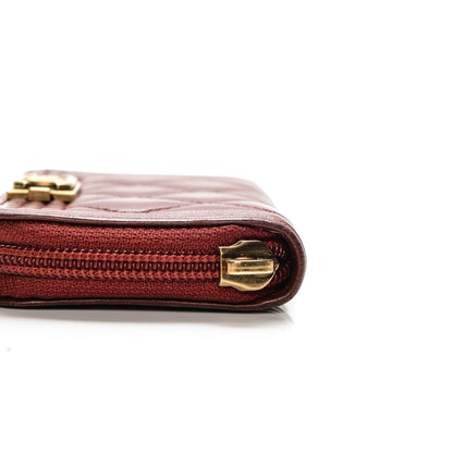 Chanel Lambskin Quilted Boy Zip Around Coin Purse Wallet Dark Red 9 of 9