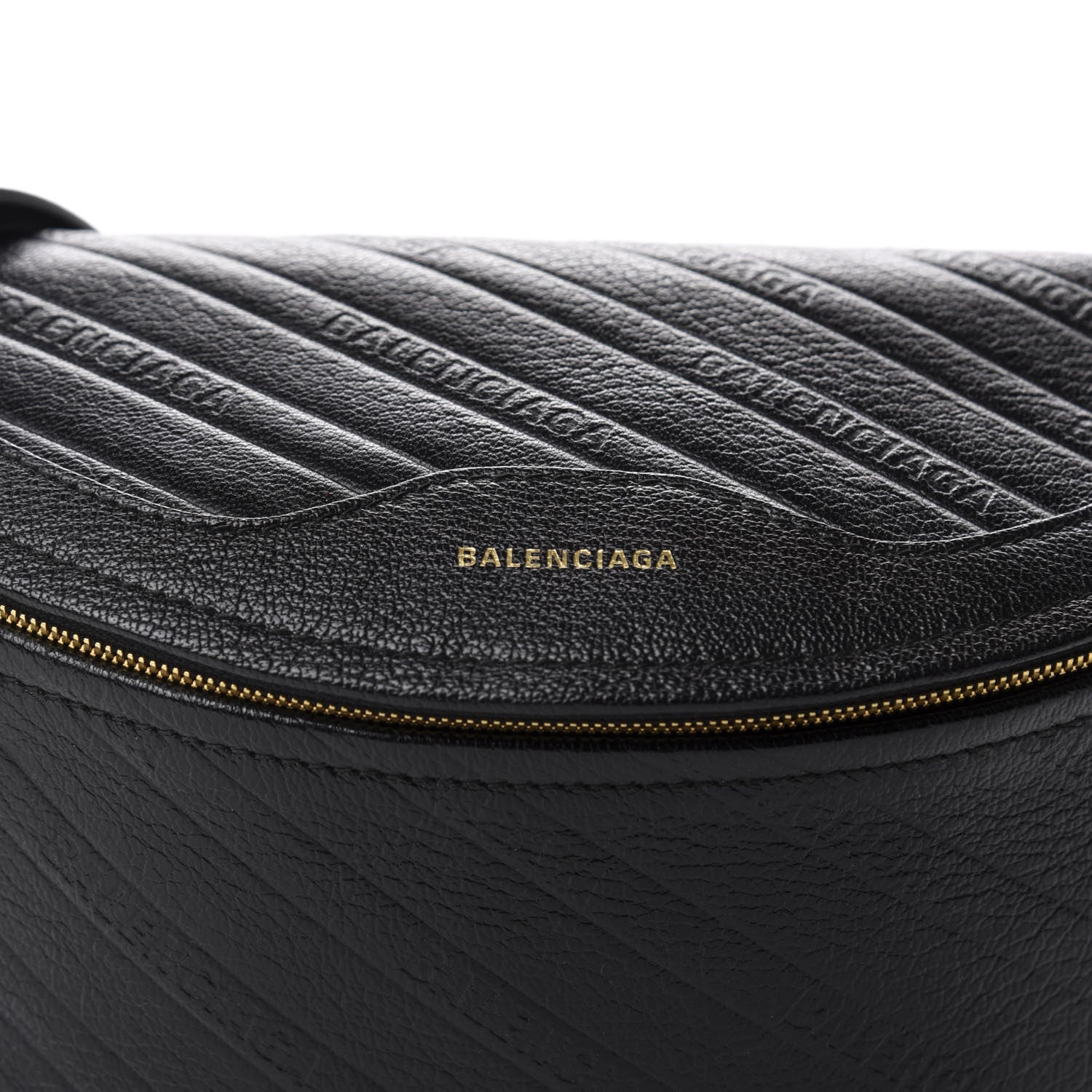 Balenciaga Shiny Goatskin Allover Logo Embossed XS Souvenir Belt Bag Black 9 of 9