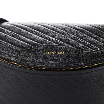 Balenciaga Shiny Goatskin Allover Logo Embossed XS Souvenir Belt Bag Black 9 of 9