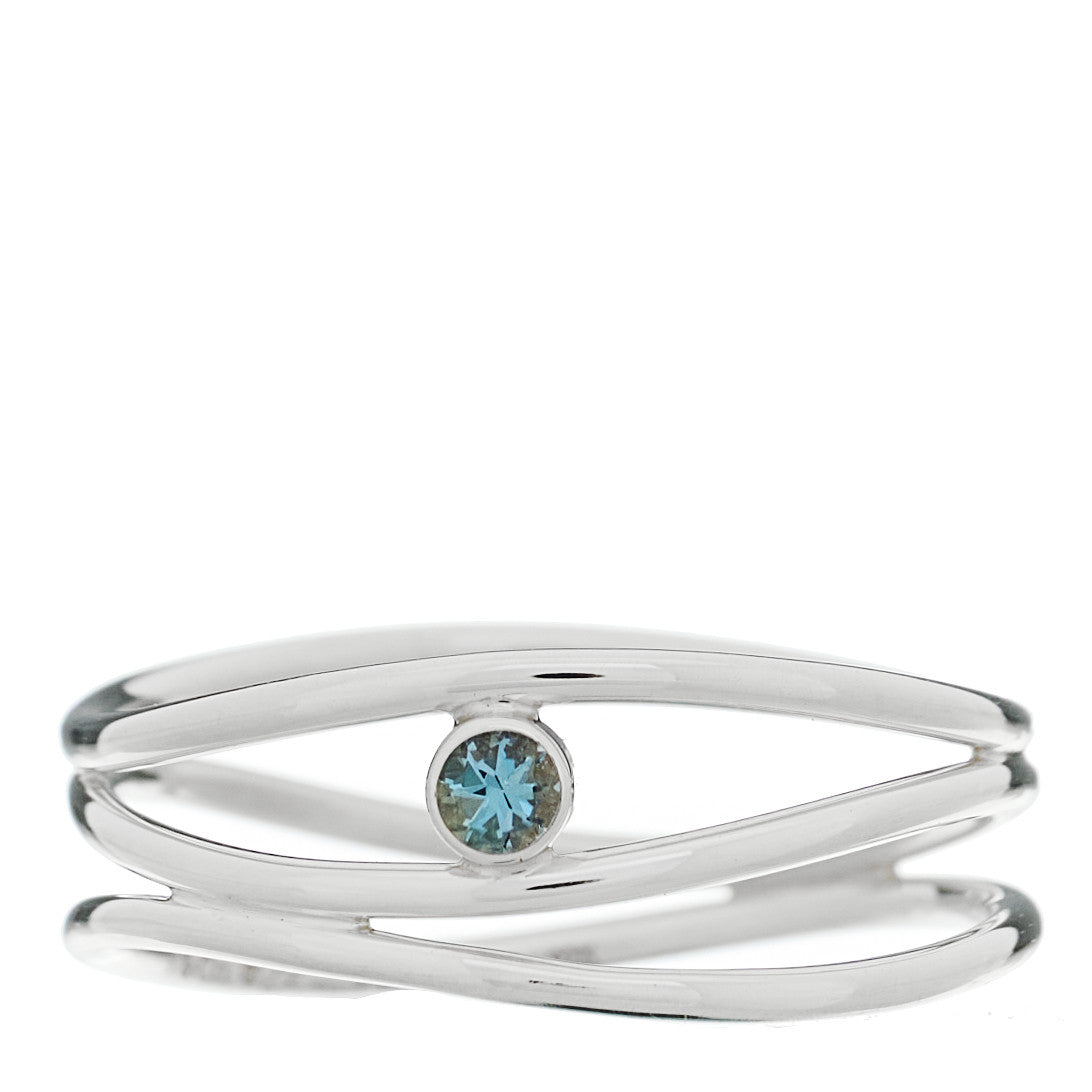 Tiffany Sterling Silver Blue Topaz 3 Row Wave Ring 57 8 1 of 5