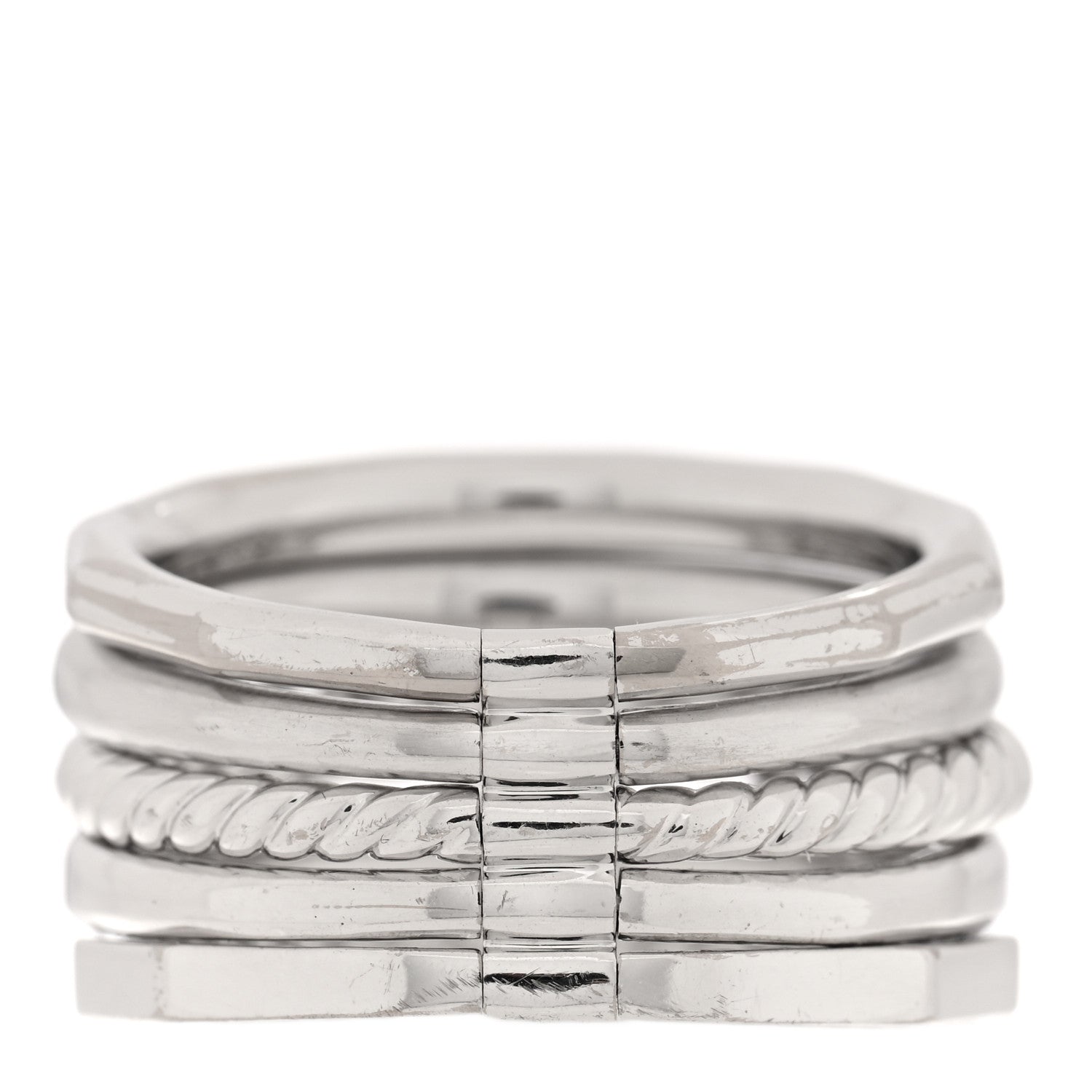 David Yurman Sterling Silver Diamond Blue Sapphire Enamel Stax Wide Stacked Ring 60 9 3 of 4