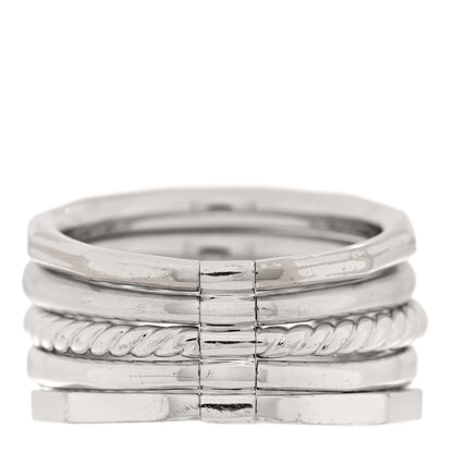 David Yurman Sterling Silver Diamond Blue Sapphire Enamel Stax Wide Stacked Ring 60 9 3 of 4