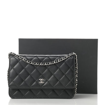 Chanel Lambskin Quilted Wallet On Chain WOC Black 17 of 17