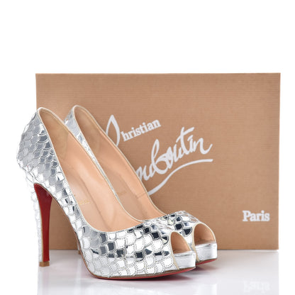 Christian Louboutin Calfskin Crepe Poseidon 120 Pumps 35 Silver 15 of 15