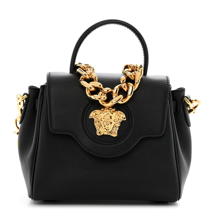 Versace Grained Calfskin Small La Medusa Top Handle Bag Black 1 of 13