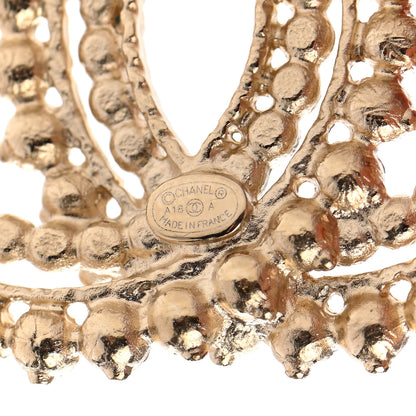 Chanel Pearl Crystal CC Brooch Gold 5 of 6
