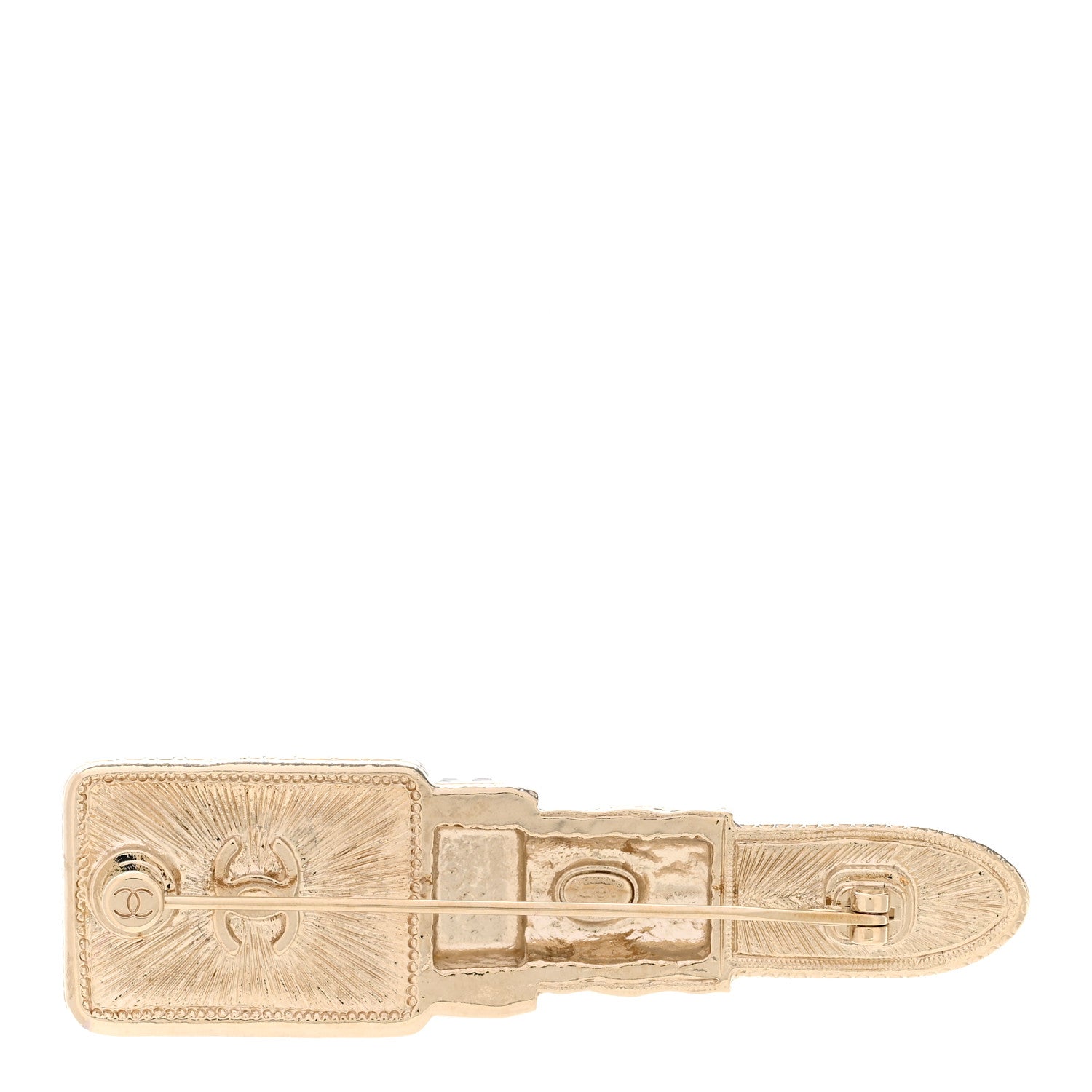 Chanel Metal Strass Pearl Lipstick Brooch Pink Gold 3 of 5