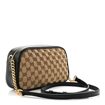 Gucci Monogram Matelasse Diagonal Small GG Marmont Chain Shoulder Bag Beige Black 3 of 10