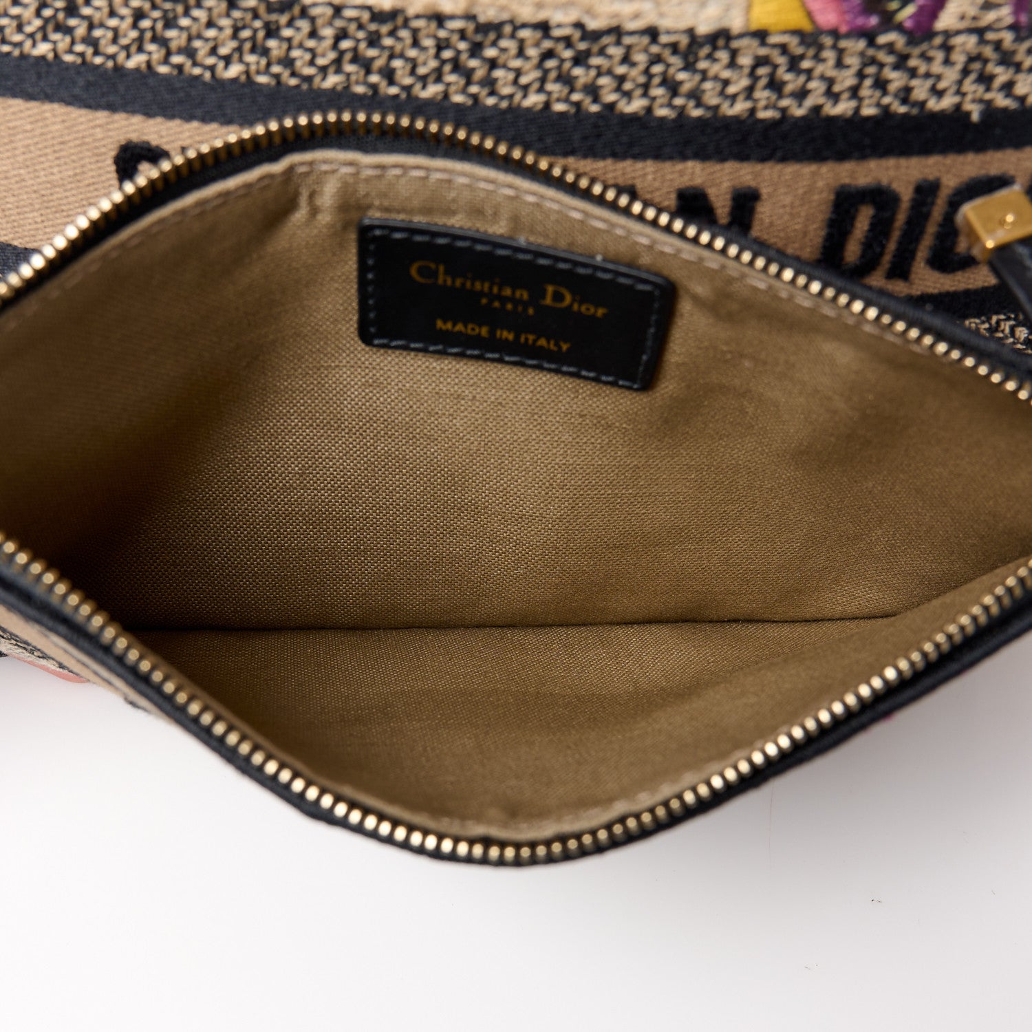 Christian Dior Canvas Embroidered Butterfly Brocart Hat Basket Bag Beige Multicolor 9 of 15