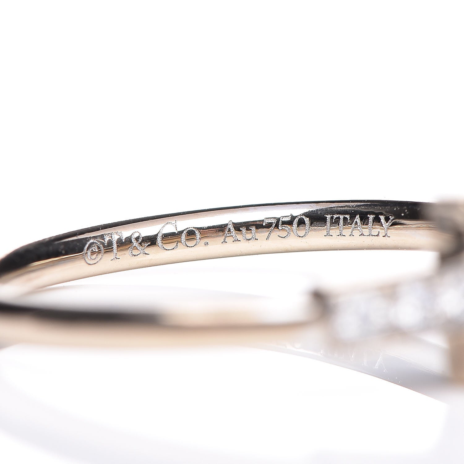 Tiffany 18K White Gold Diamond T Wire Ring 49 4.75 5 of 5