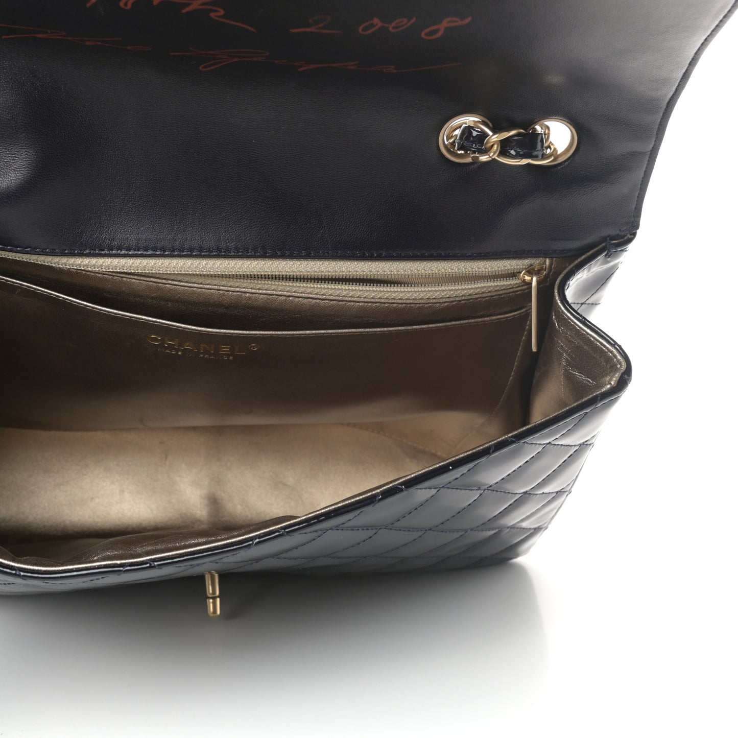 Patent Quilted Mobile Art Jumbo Single Flap Navy