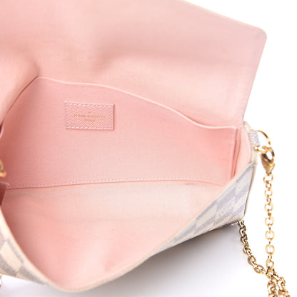 Louis Vuitton Damier Azur Pochette Felicie Chain Wallet Rose Ballerine 6 of 17