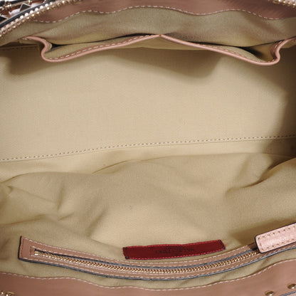 Valentino Garavani Calfskin Rockstud Top Handle Satchel Soft Noisette 5 of 7