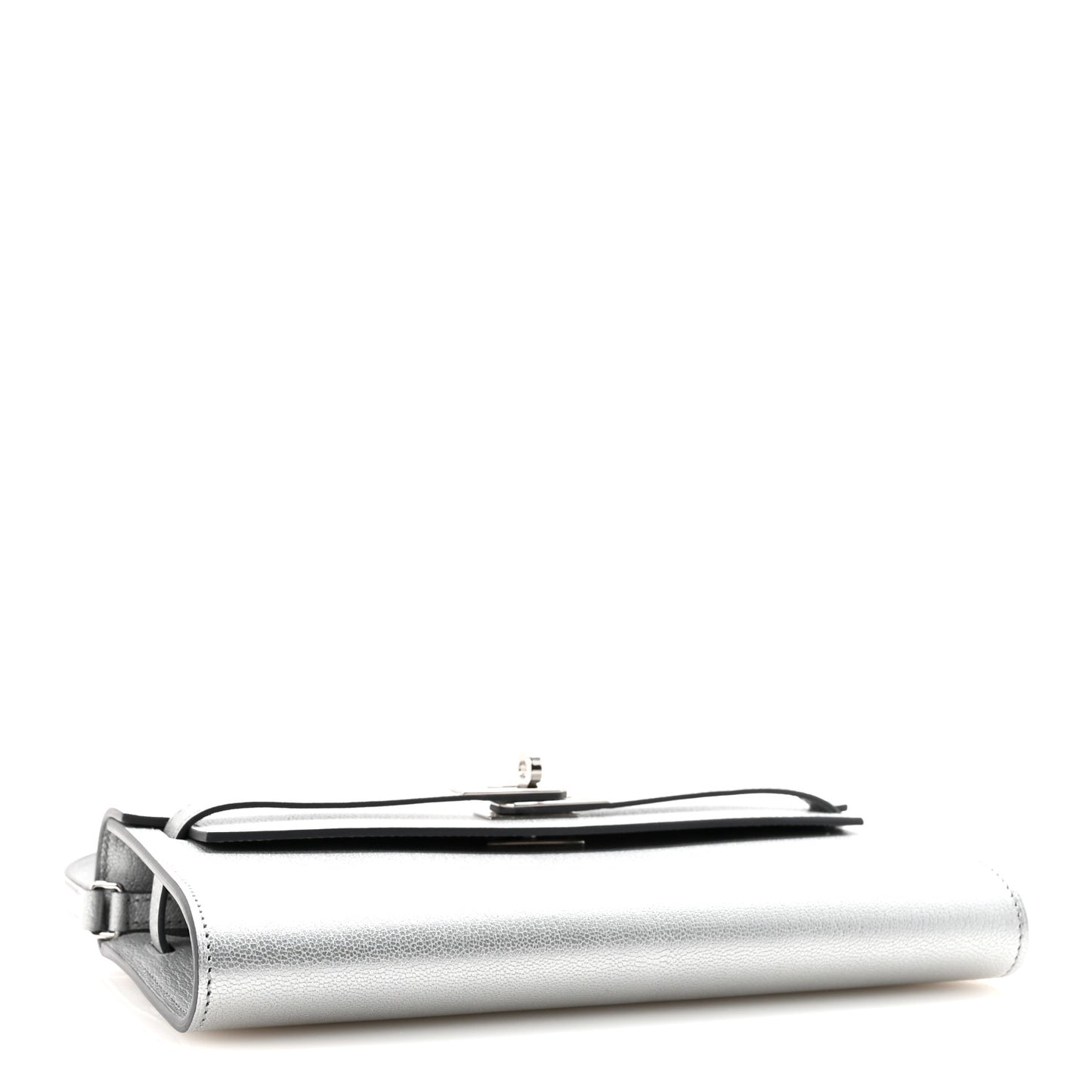 Metallic Chevre Chamkilight Kelly Wallet To Go Argent