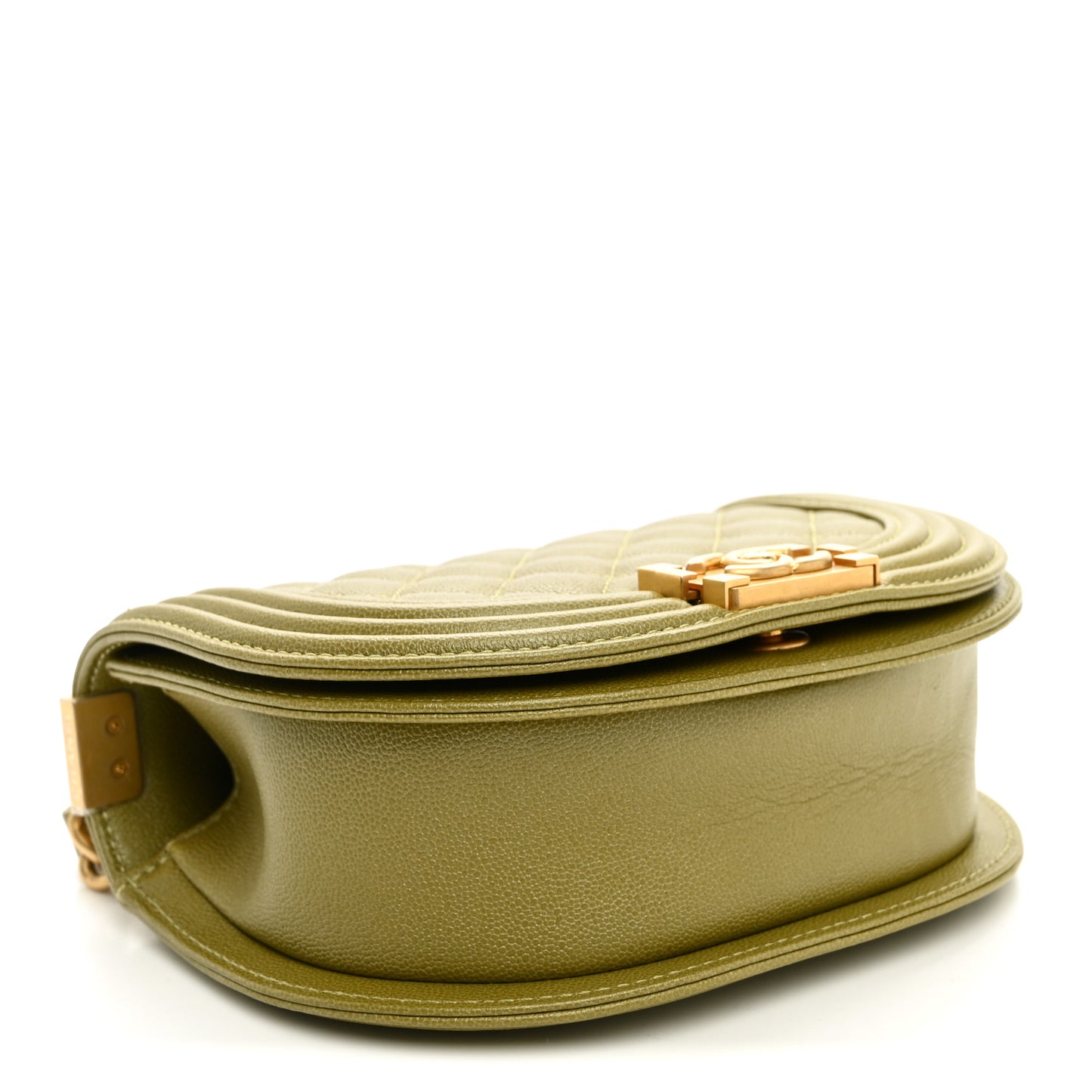 Caviar Quilted Small Boy Messenger Bag Green