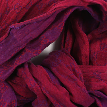 Gucci Wool Jacquard GG Monogram Fringe Scarf Fuchsia Purple 4 of 4