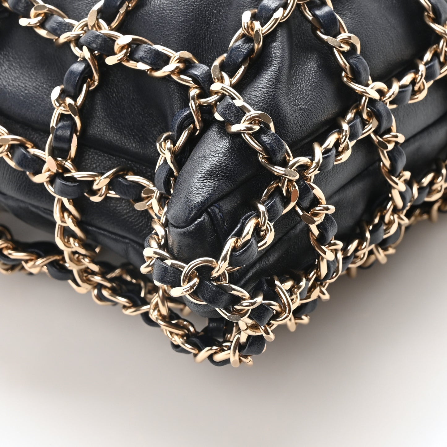 Lambskin Shopping Chain Tote Navy