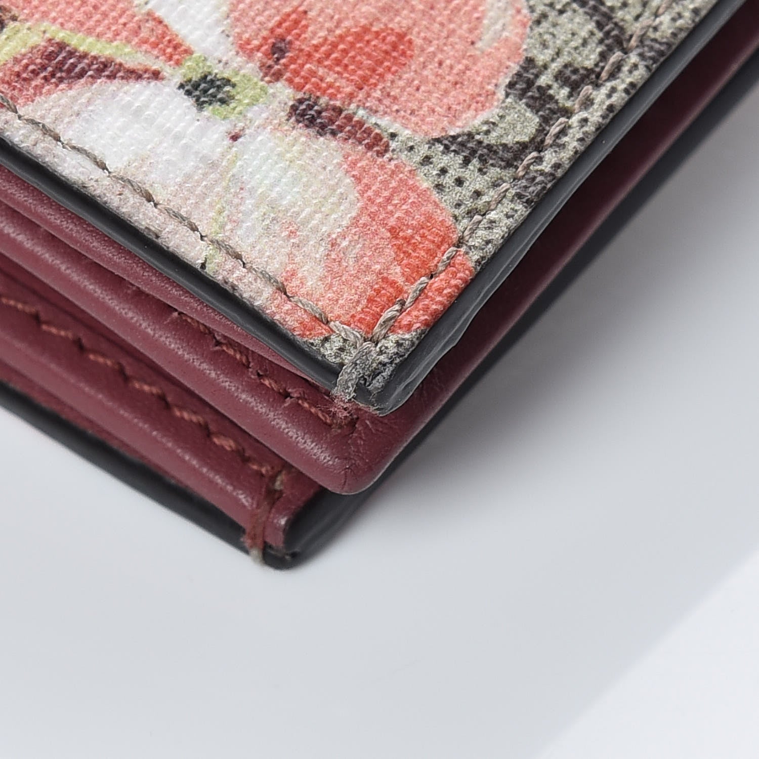 Gucci GG Supreme Monogram Blooms Card Case Beige Multicolor Dry Rose 10 of 14