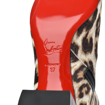 Christian Louboutin Pony Hair Leopard Turela 55 Ankle Boots 37 Black White 7 of 14