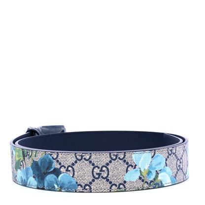 Gucci GG Supreme Monogram Blooms Plaque Belt 90 36 Blue 2 of 5
