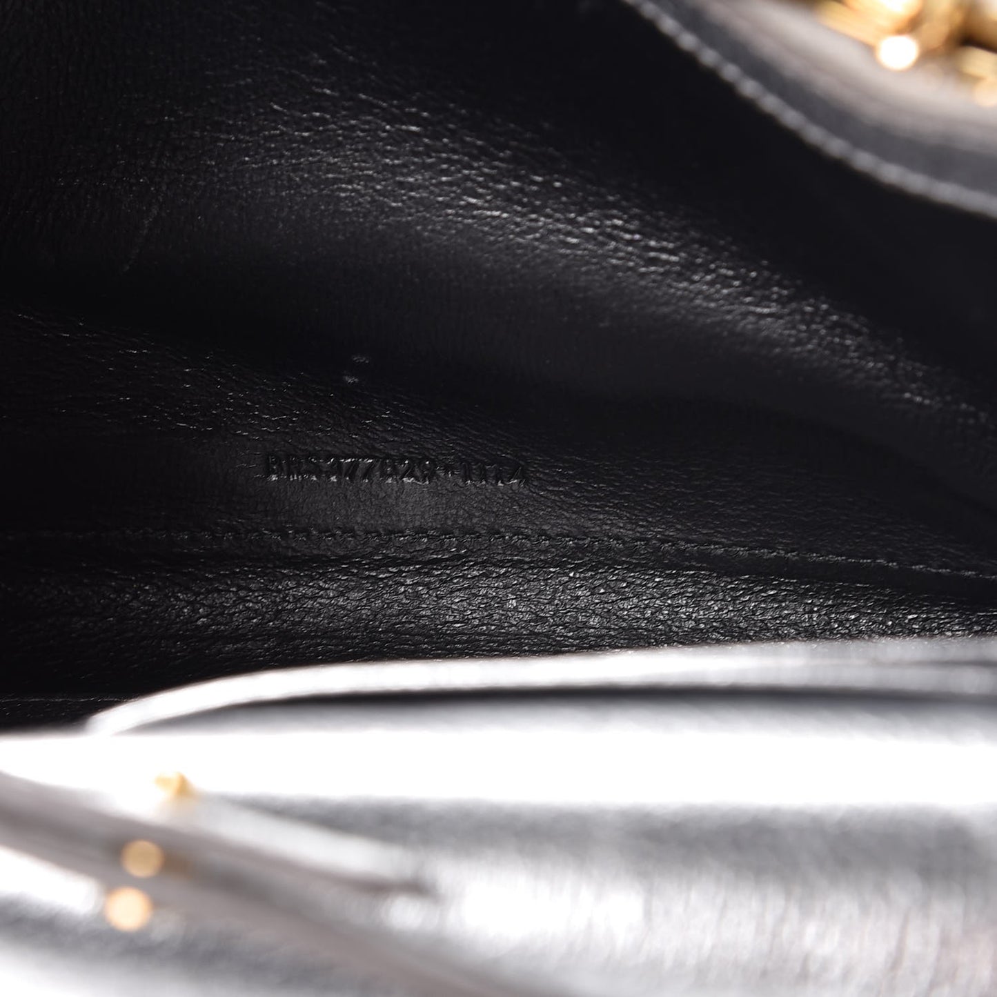 Metallic Calfskin Monogram Chain Wallet Argento