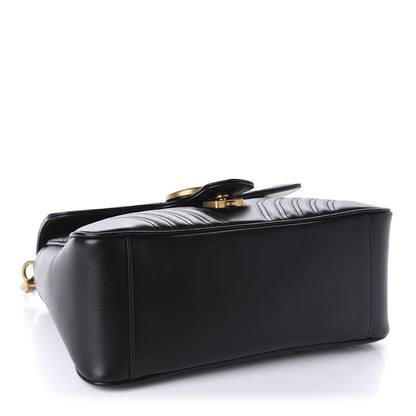 Gucci Calfskin Matelasse Small GG Marmont Top Handle Shoulder Bag Black 4 of 11