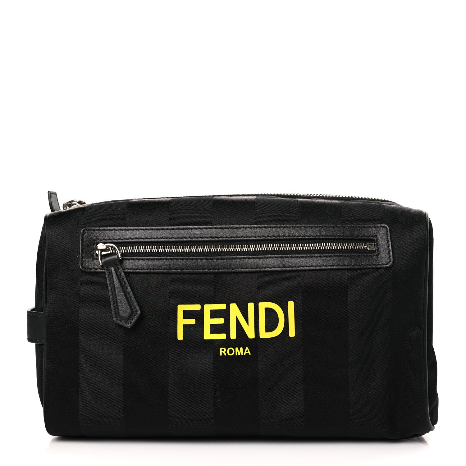 Fendi Recycled Nylon Vitello Grace Light Pequin Logo Travel Pouch Black Sunflower 1 of 8