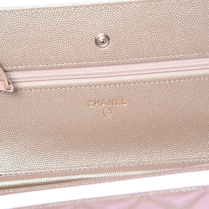 Chanel Iridescent Caviar Quilted Wallet On Chain WOC Beige 6 of 11