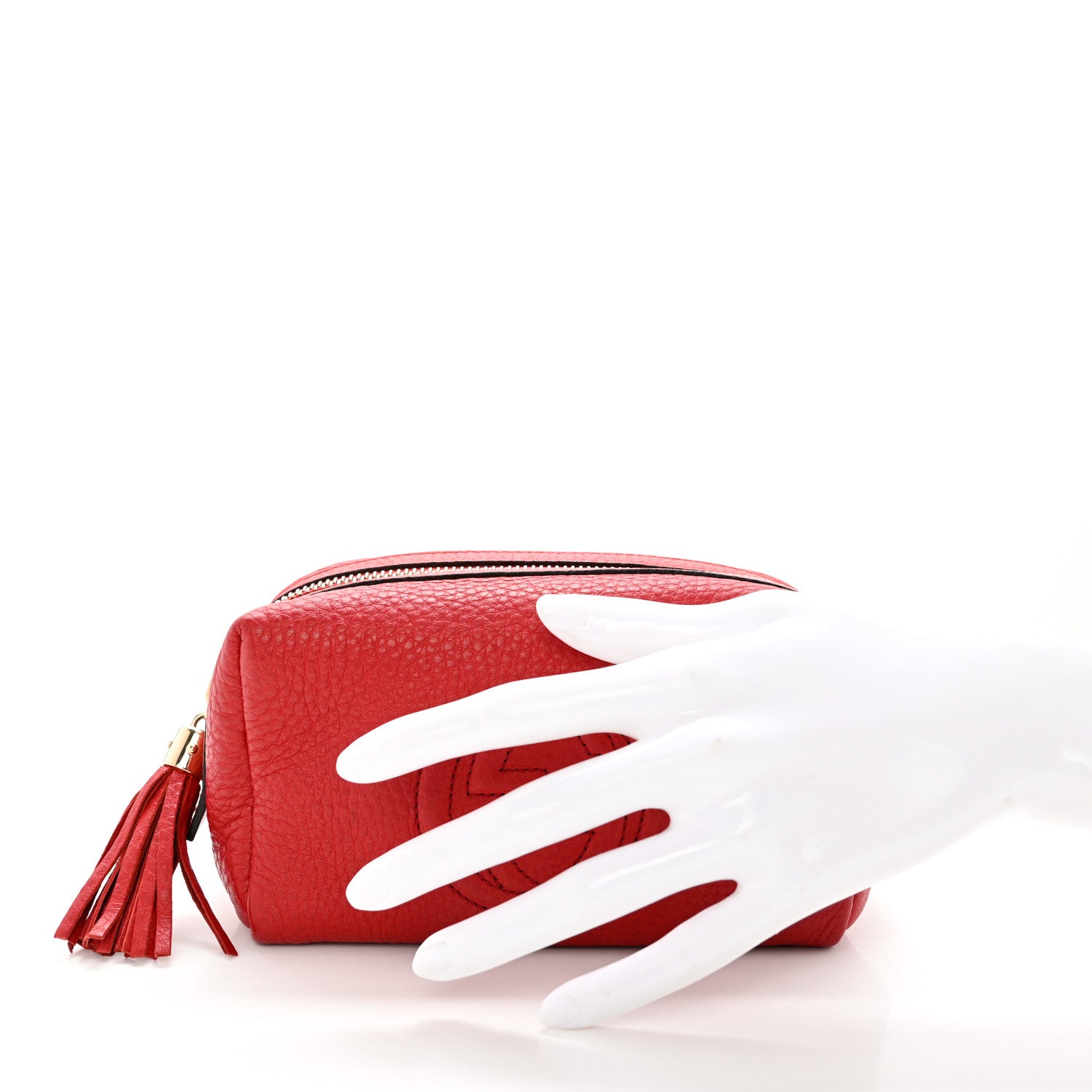 Gucci Pebbled Calfskin Medium Soho Cosmetic Case Red 2 of 8