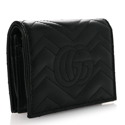 Gucci Calfskin Matelasse GG Marmont Card Case Wallet Black 3 of 9