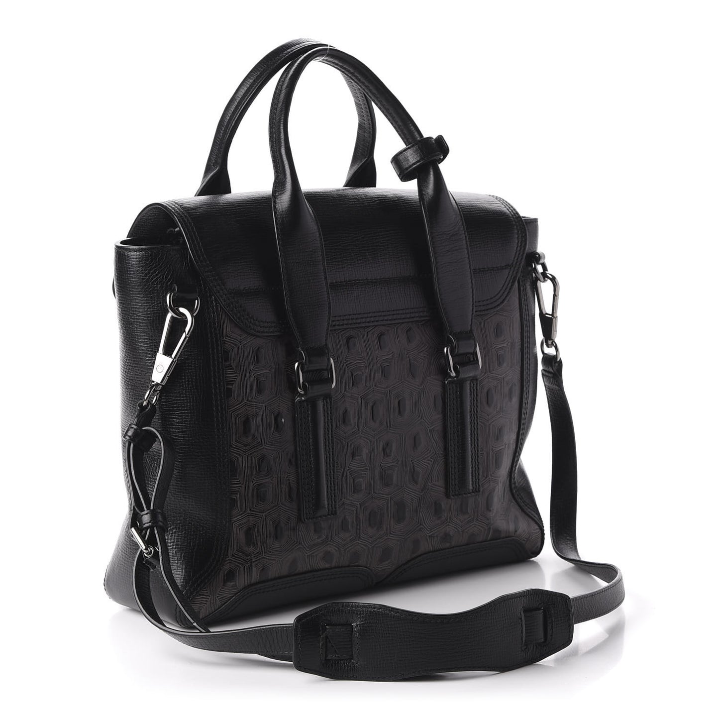 3.1 Turtle Embossed Medium Pashli Satchel Black