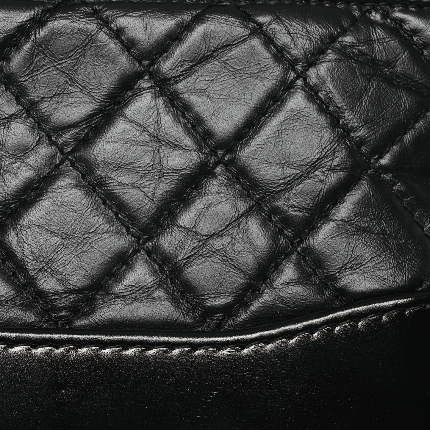 Aged Calfskin Quilted Small Gabrielle Clutch With Chain Black