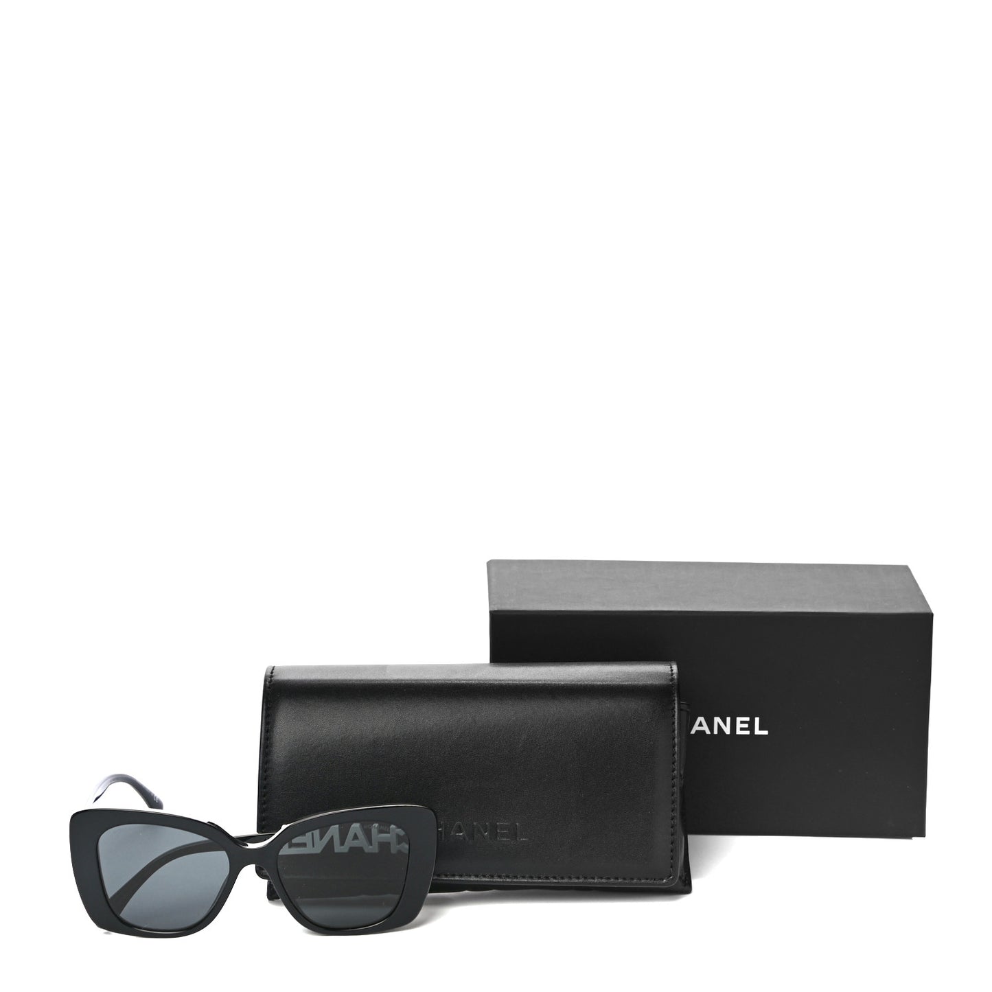 Acetate Strass Square Sunglasses 5422-B Black White