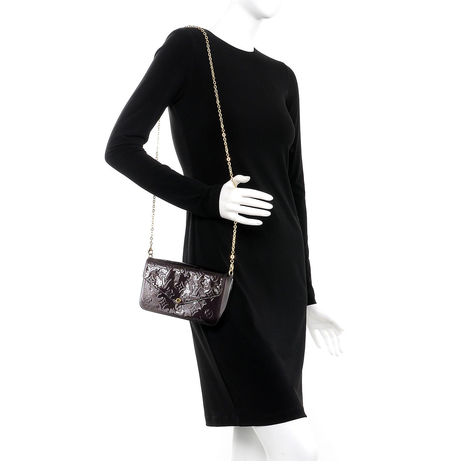 Louis Vuitton Vernis Pochette Felicie Chain Wallet Amarante 2 of 13