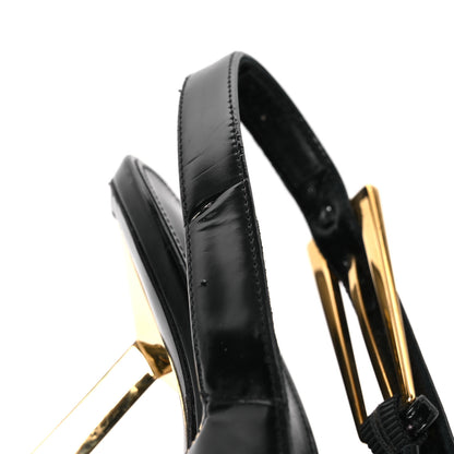 Saint Laurent Glazed Calfskin Lee Slingback Pumps 41 Black 11 of 14